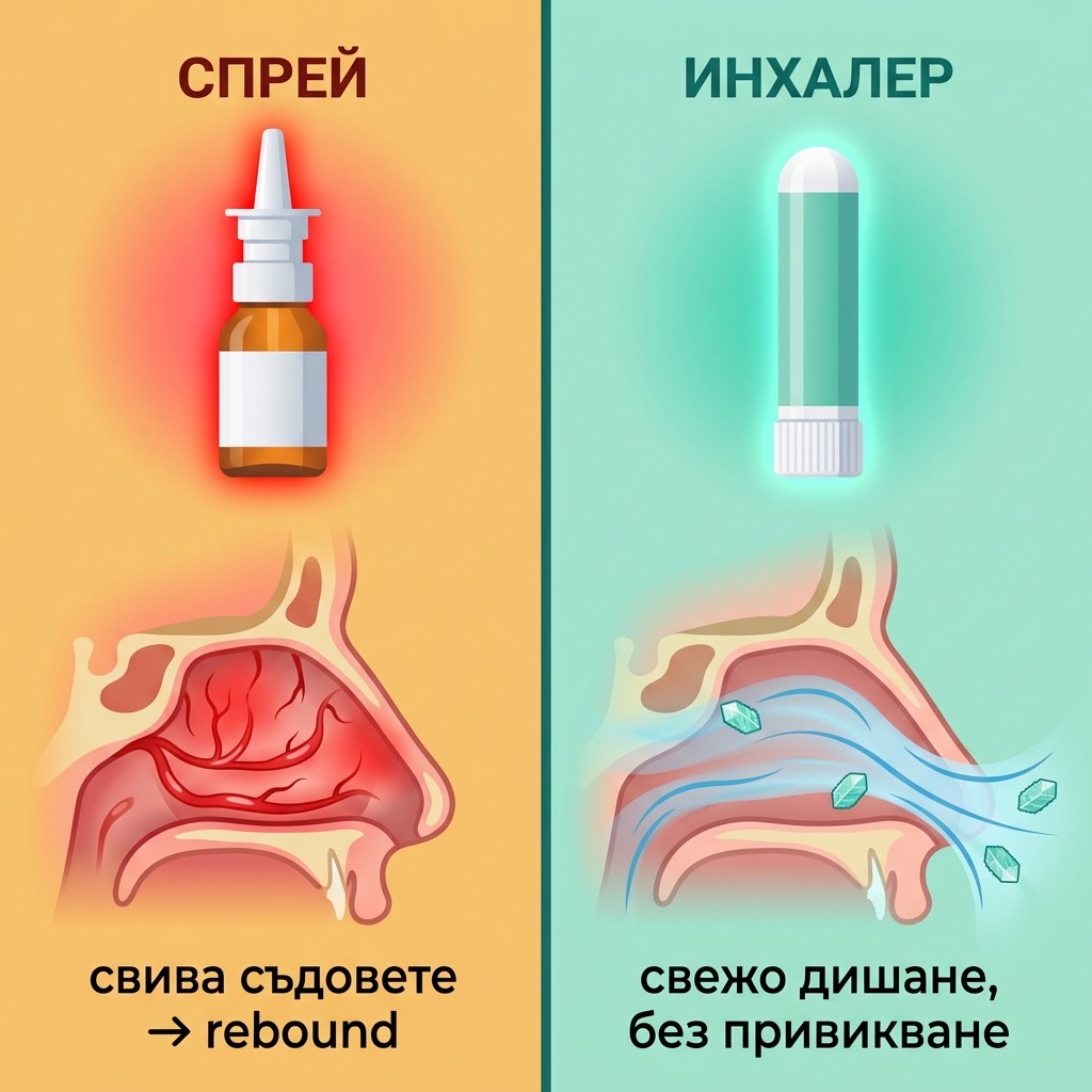 Сравнение: спрей свива съдовете (rebound) срещу инхалер, свежо дишане без привикване